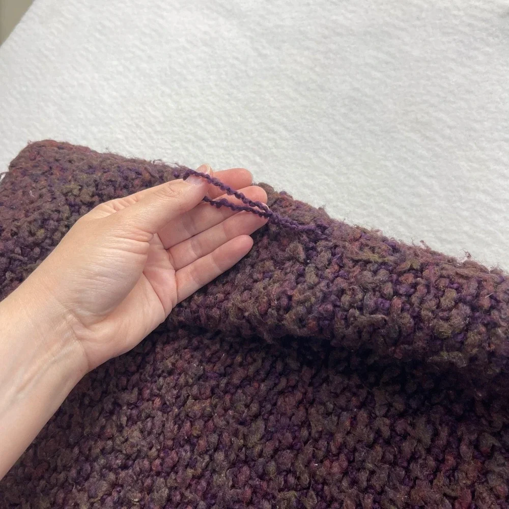 Kennebunk Weavers Throw Blanket Boucle Knit Fringe 57x30 USA VTG Cabin Cottage